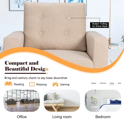 Costway Set Of 2 Accent Armchairs Upholstered Single Sofa Chairs W/ 2-Side Pockets - Image 4