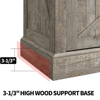 OKD 60-Inch Sliding Barn Door Wooden Farmhouse Highboy TV Table Stand Media Console Table With Adjustable Shelf And 150 Lb Capacity, Rustic Light Oak - Image 3