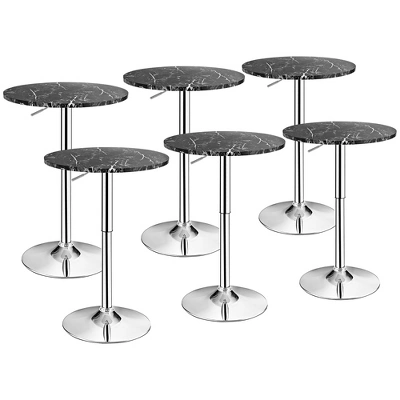 Costway 6PCS Round Bistro Bar Table Height Adjustable 360-degree Swivel WhiteBlack - Image 10