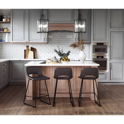 Set Of 2 Robbi Steel/Faux Leather Counter Height Barstools - LumiSource - Image 8