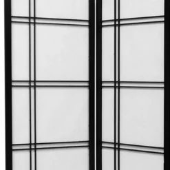 6 Ft. Tall Double Cross Shoji Screen - Black (8 Panels)