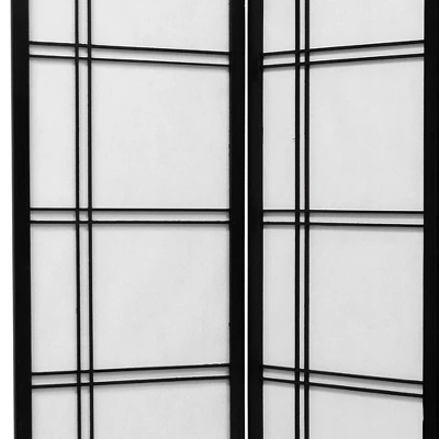 6 Ft. Tall Double Cross Shoji Screen - Black (8 Panels)