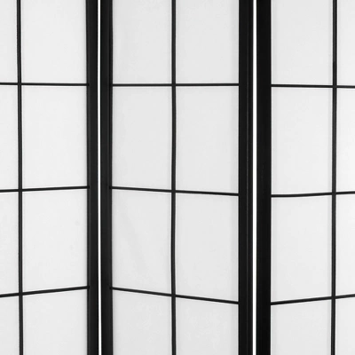 Oriental Furniture 6' Tall Japanese Shoji Room Divider 3 Panels Black - Image 2