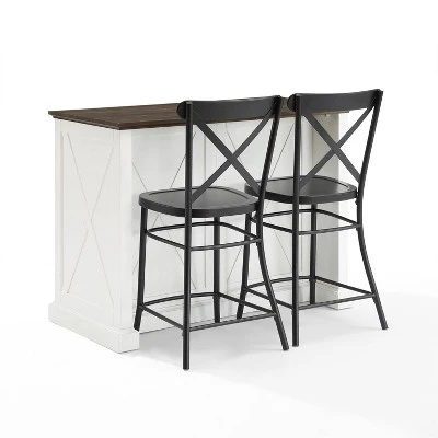 Clifton Kitchen Island With Camille Stools Distressed White/Black - Crosley - Image 9