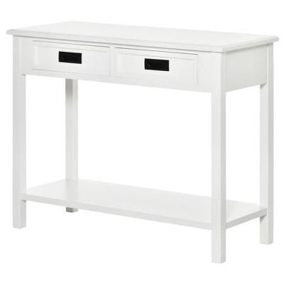 HOMCOM Console Table With 2 Storage Drawers And Open Shelf, Modern Sofa Table For Hallway, Living Room, Or Bedroom, White - Image 3