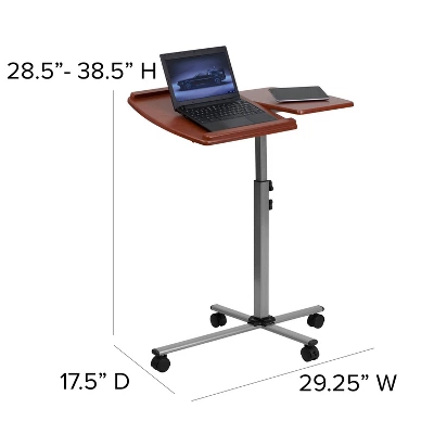 Angle And Height Adjustable Mobile Laptop Computer Table Cherry Top - Flash Furniture - Image 3
