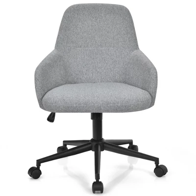 Costway Linen Accent Office Chair Adjustable Rolling Swivel Task Chair W/Armrest - Image 8