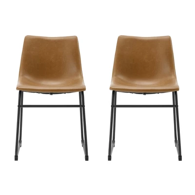 Set Of 2 Laslo Modern Upholstered Faux Leather Dining Chairs - Saracina Home - Image 2