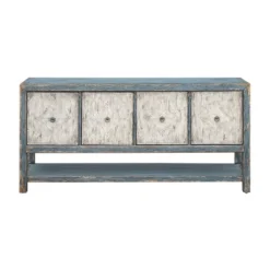 Ace Antique Inspired 4 Door Storage Credenza/Sideboard Weathered Blue - Treasure Trove