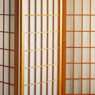 6 Ft. Tall Window Pane Shoji Screen - Honey (4 Panels)
