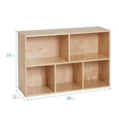 ECR4Kids Birch Streamline 5-Compartment Storage Cabinet, Wood Toy Storage Shelves For Kids