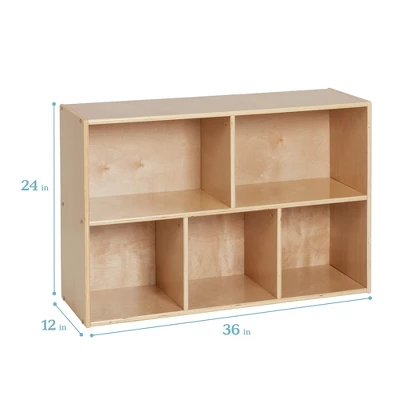 ECR4Kids Birch Streamline 5-Compartment Storage Cabinet, Wood Toy Storage Shelves For Kids