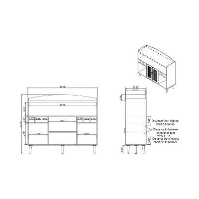 Klimar Open Shelves Buffet Distressed Walnut - MiBasics - Image 6