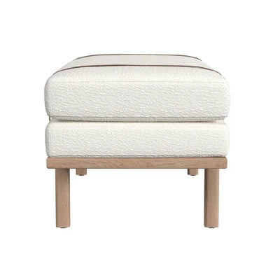 Upholstered Bench With Wood Base Cream Boucle - HomePop - Image 2