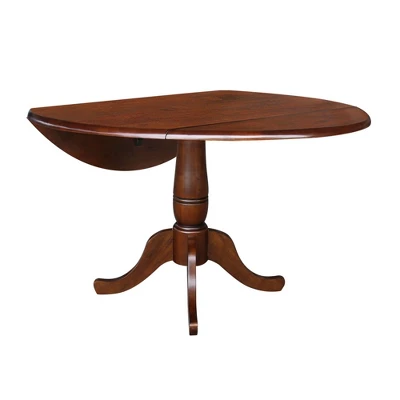 29.5" Lyla Round Dual Drop Leaf Pedestal Extendable Dining Table Espresso Brown - International Concepts - Image 3