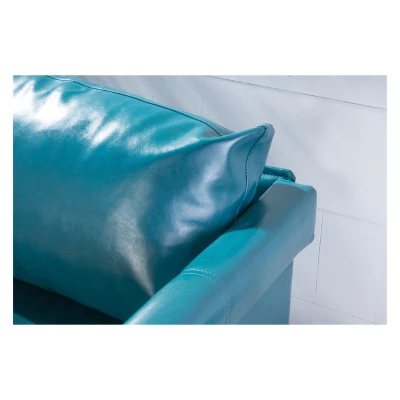 Bellerose Faux Leather Settee - Teal - Christopher Knight Home - Image 2
